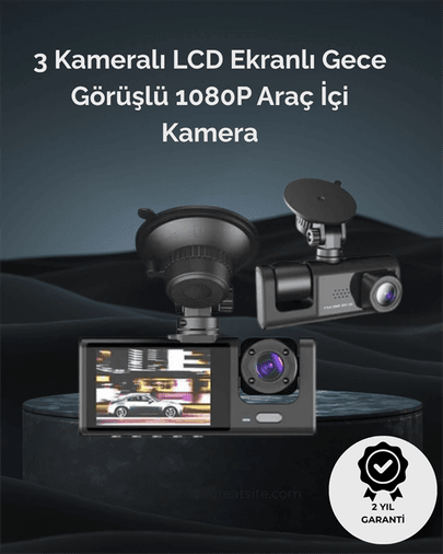 1. 3 Kameralı Full Hd Araç Kamerası – Ön, İç Ve Arka Görüş İle %100 Kapsama