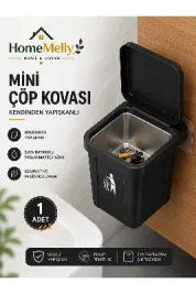 1 Adet Siyah Renk Kapaklı küllük duvara monte paslanmaz çelik hazneli balkon mutfak ofis kafe kullanımı