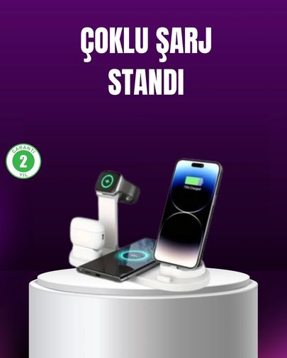 10 Crosby TRİTHLTXUCZÇOKLUŞARJSTANDI-BLNCCC 15W Hızlı Şarj Destekli 4 Ü 1 Arada Kablosuz Şarj İstasyonu -