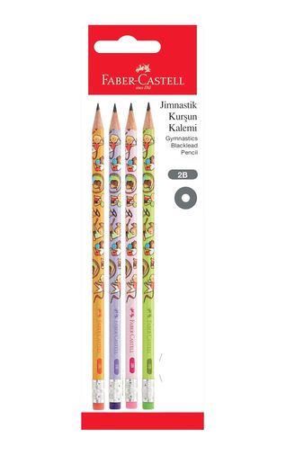 10 Parmak 57855210121216180184975 Jimnastik Kurşun Kalem Silgili 2B 4&apos Lü 103 Ivory