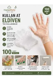 100 Adet Poşet Eldiven Şeffaf Tek Kullanımlık Pratik Eldiven
