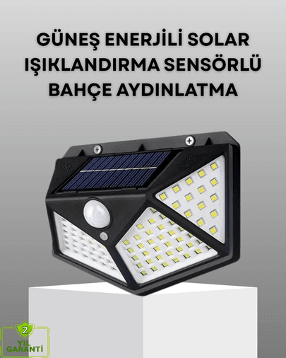 100 Led Solar Lamba Hareket Algılamalı Bahçe Duvar Dış Mekan Aydınlatma