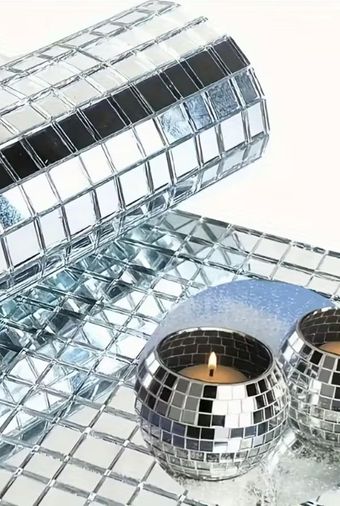 1000 Katalog 57855210124506780184975 Kare Silver Cam Mozaik Fayans Çıkartmaları Kendinden Yapışkanlı Aynalı, Pra-13113458-7030