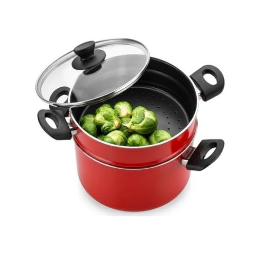 1000 Katalog 57855210128978380184975 Redio Haşlama Tenceresi - Yanmaz Yapışmaz Teflon İç Yüzeyli, Alüminyum Kırmızı Derin Tencere 22 Cm / 3.8 Litre 12V