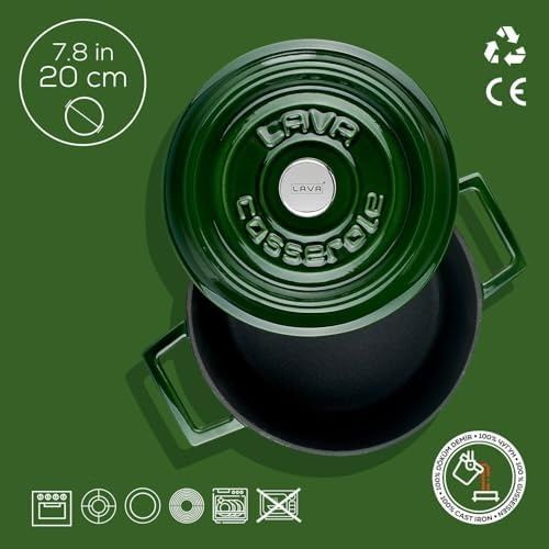 1000 Katalog 57855210129101480184975 Premium Serisi - Döküm Yuvarlak Tencere, 20 Cm, Majolik Yeşil 12V