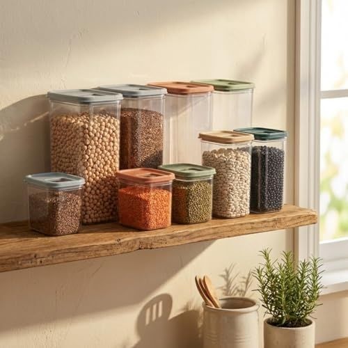 1000 Melocej 131621830 Şeffaf Erzak Kabı Kapağı Süzgülü Saklama Ve Düzenleme Kabı Plastik Gıda Saklama Kabı Bakliyat Makarna Un Şeker Saklama Kutusu 1 Adet Asorti Renk 1,6 Litree