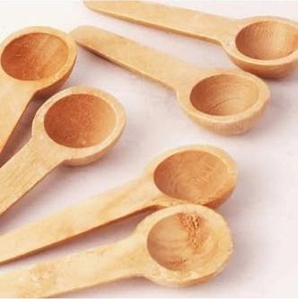 1000 Melocej 57855210124998480184975 6&apos Lı Ahşap Baharatlık - Ölçek Kaşığı - Ahşap Kaşık 7 Cm Ahşap Açık Bej