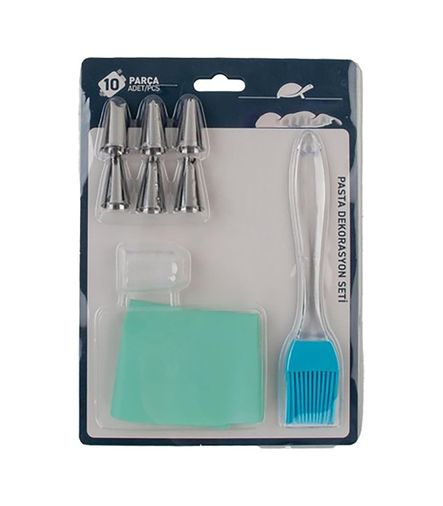 1001 Ambalaj 57855210128778180184975 Pasta Dekorasyon Seti, Çok Renkli Spatulalar, Metal Uçlar, Silikon Alet Ve Aksesuarlar Açık Bej