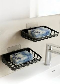 1001 Çiftliği 57855210124115180184975 2 Adet Duvara Yapıştırılabilir Plastik Katı Sabunluk Kalıp Sabunluk Delme Gerektirmez Yapışkanlı Duş Banyo Lavabo Sabunluğu 000 Açık Krem