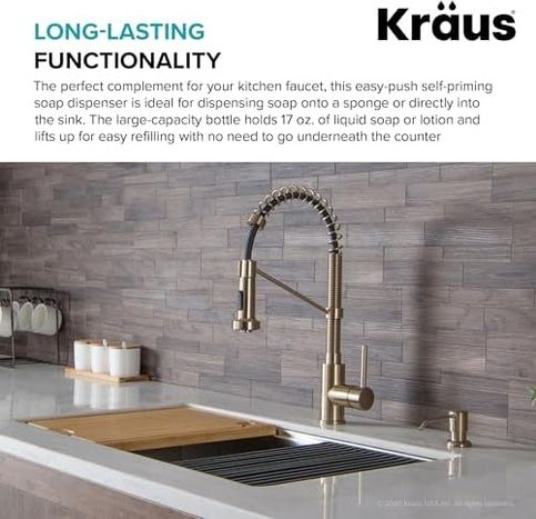 1001 Çiftliği 57855210124299580184975 Kraus Boden Mutfak Sabunu Ve Losyon Dispenseri Spot İçermez Antika Şampanya Bronz, Ksd-53Sfacb 000 Açık Krem