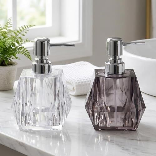 1001 Çiftliği 57855210124300780184975 1 Adet Akrilik Sıvı Sabunluk Seti 200 Ml - 2 Farklı Renkli Kırılmaz Şeffaf Banyo Ve Mutfak Düzenleyici Şık Losyon Ve Sabun Pompası Organizer Asorti 000 Açık Krem