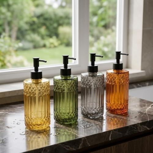 1001 Çiftliği 57855210124317780184975 1 Adet 500 Ml Cam Sıvı Sabunluk - Şık Tasarım - 4 Farklı Renk Seçeneği Asorti Gönderim 000 Açık Krem