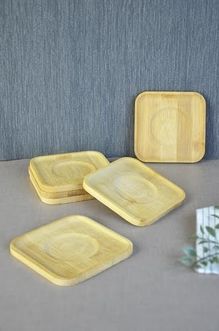 1001 Fırça 57855210120498480184975 Bambu Serisi 10 Cm Genişlikte Kare 6&apos Lı Çay Bardağı Altlığı 1