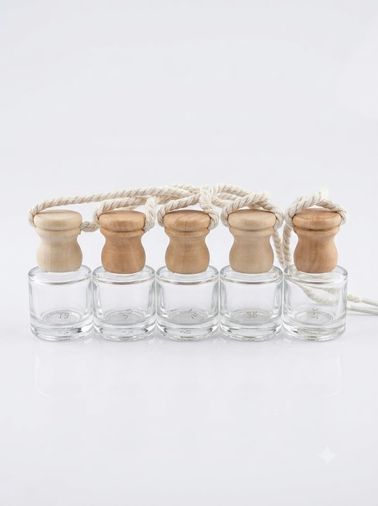 1001 Fırça 57855210123837880184975 Ahşap Kapaklı Boş Cam Silindir Oto Kokusu Şişeleri, 8 Ml, 5 Adet, Yeniden Kullanılabilir, Esans Depolama İçin 50 X 22