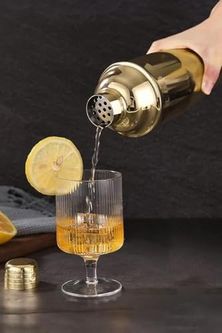 1001 - Melocej 57855210126907680184975 Komple Çelik Gold 700 Ml Shaker Kokteyl Hazırlama Kabı Bardağı Cin343Sr Açık