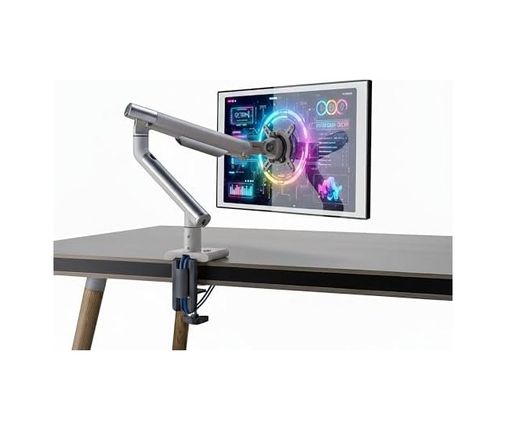 1001 Şehir 57855210123311480184975 Npo Std49012Uw 17"-32" Ultra Slim Alüminyum Monitör Kolu, 2Xusb Portlu Amortisörlü Vesa Tutucu, Ergonomik 360 Pivot 9Kg A.ağaç