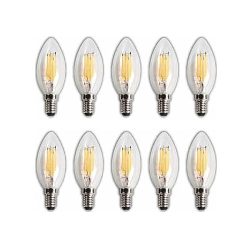 1001Hediye 57855210123945280184975 Led Rustik Mum Buji Ampul E14 Duy, 4W 35W Eşdeğer , 3000K Günışığı, 400 Lümen 220-240V, 3.5X10 Cm 10 Lu Paket
