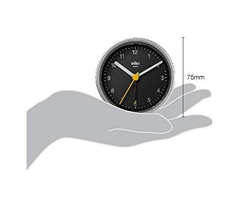 1001Hediye 57855210124565180184975 Klasik Analog Çalar Saat, Erteleme Fonksiyonlu Ve Işıklı, Sessiz Kuvars Saat Mekanizması, Siyah Ve Gümüş Renkte Crescendo Alarmı, Bc12Sb Modeli 0240-Beyaz-Şekilli-48Cm
