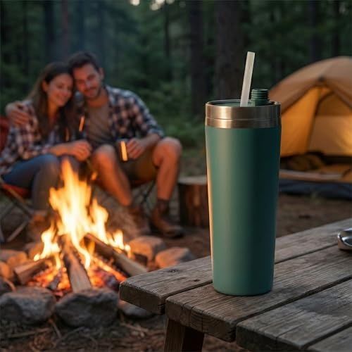 1001Hediye 57855210125244680184975 Gri Paslanmaz Çelik Pipetli Termos Kupa - 660 Ml Büyük Boy Venti - Sıcak Ve Soğuk Tutan Mug - Araç Ve Ofis Tipi Bardak Yeşil Açık Beyaz