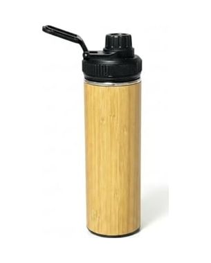 1001Hediye 57855210125328380184975 450 Ml Bambu Kaplama Tabanlı Mat Siyah Çelik Termos - Sıcak Ve Soğuk Tutucu Sızdırmaz Seyahat Bardağı Mug Açık Beyaz