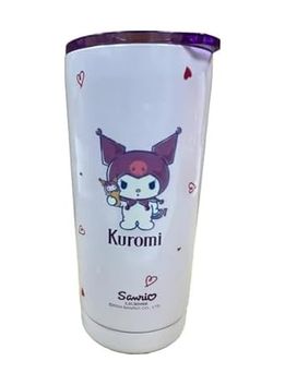 1001Hediye 57855210125401880184975 Sanrio Lisanslı Kuromi Paslanmaz Çelik Bardak Dekoratif Kılıflı 550 Ml Açık Beyaz