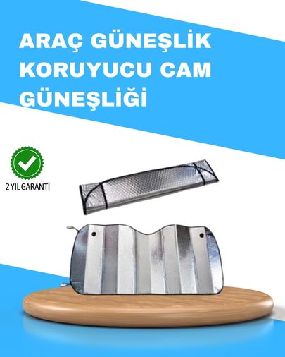 1001Hediye 94589021 Katlanabilir Alüminyum Araç Güneşliği Uv Koruma Ve Klima Tasarrufu Bir Arada