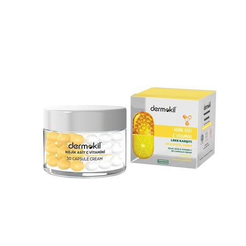 10211342 Dermokil Kojik Asit C Vitamini Leke Karşıtı Canlandırıcı 3D Kapsül Krem 50 Ml