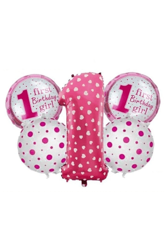 10212024 İkm Group  1 Yaş Folyo Pembe Balon 5'li Set