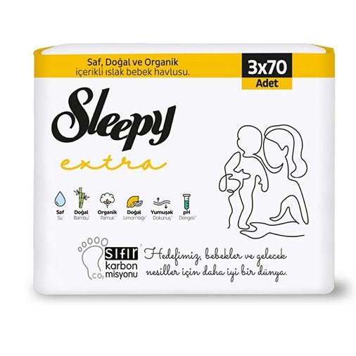 10267305 Sleepy Extra Islak Havlu 3 X 70'li