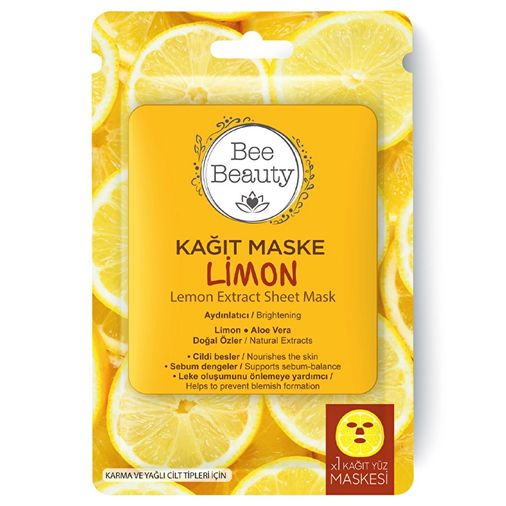 10644271 Bee Beauty Limon Desenli Kağıt Yüz Maskesi