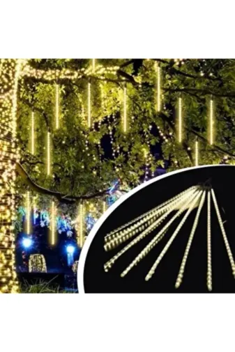 10'Lu 45 Cm Plastik Meteor Led Usb 2M Kablo Sarı Renk Ağaç Işığı – Renk Değiştiren Asmalı Dekoratif
