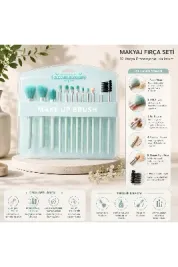 12 Parça Profesyonel Makyaj Fırça Seti – Pudra, Allık, Far, Kaş ve Göz Makyajı Fırçaları Mint Yeşili