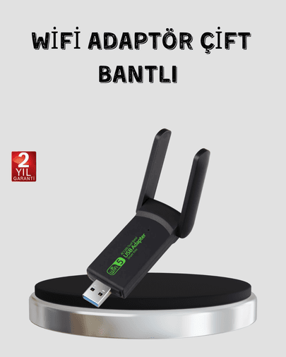 1200 Mbps Dual Band WiFi Adaptör – 5.8G &amp; 2.4G Çift Antenli