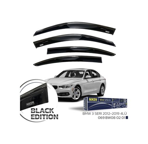 126037110 Niken Bmw 3 Serisi F30 Cam Rüzgarlığı Siyah Kromlu 4&apos Lü 2012