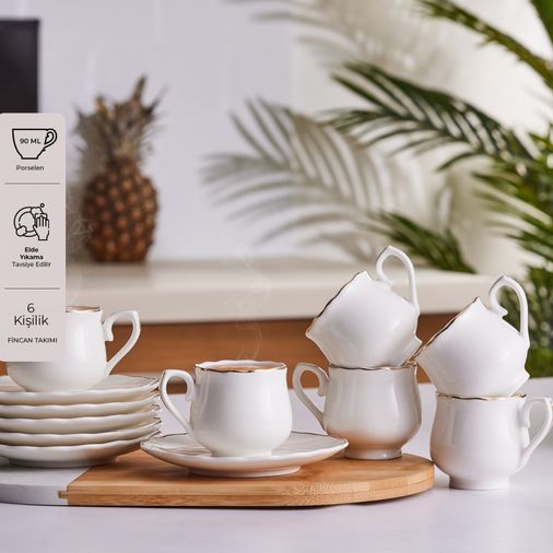 1.299 TL- Emsan Beykoz 6 Kişilik Kahve Fincanı Takımı 90 Ml