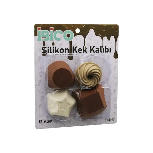 12PCS   RENKLİ SİLİKON  MUFFİN - KEK KALIP MİX ŞEKİL= 3-DİKDÖRTGEN - 3-YUVARLAK - 3-RÜZGAR GÜLÜ - 3-YILDIZ (4745)