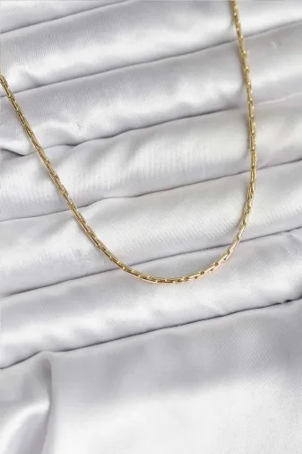14K Gold Renk Kaplama İnce Zincir Model CM Kadın Kolye TJ-BKO10741