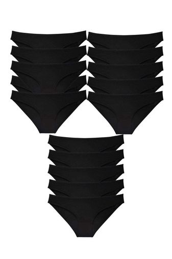 15 adet Süper Eko Set Likralı Kadın Slip Külot Siyah
