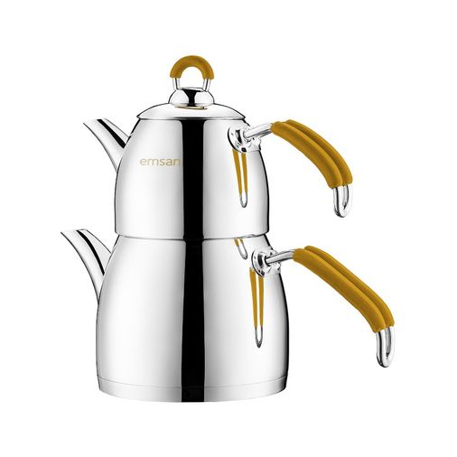 1700; Emsan Mina Mini Çaydanlık Takımı Sarı 0.75L & 2L