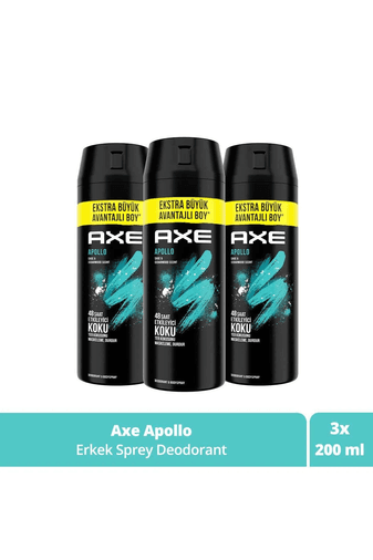1742023 Axe Erkek Sprey Deodorant Apollo 48 Saat Etkileyici Koku 150 Ml X3