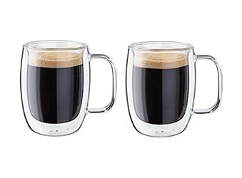 18agro 133249843 Sorrento Çift Camlı Kulplu 2&apos Li Espresso Bardak Seti, 134 Ml, Cam, Şeffaf Cam Açık Bej
