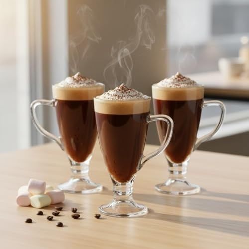 1923 As Kurukahvecisi 57855210131091880184975 3 Lü Cam Kupa Seti 250 Ml Ayaklı Şeffaf Kahve Ve Tatlı Bardağı Latte, Cappuccino, Sıcak Çikolata İçin Aeropress