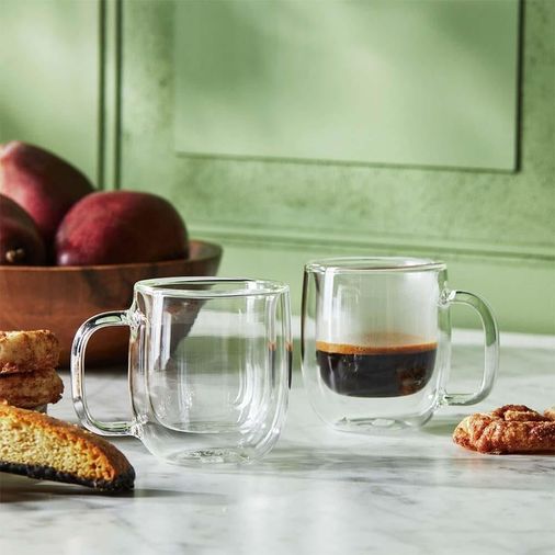 1923 As Kurukahvecisi 57855210131098780184975 Borosilikat Çift Cidarlı Espresso Bardağı, Şeffaf, 100Ml, Kulplu, 2&apos Li Set Aeropress