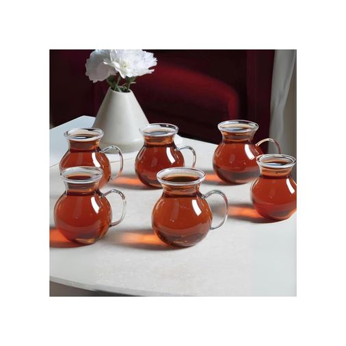 1923 As Kurukahvecisi 57855210131182280184975 6 Lı Borosilikat Cam Çay Bardağı - Geniş Hazneli Isıya Dayanıklı Cam Çay Bardağı Seti Aeropress