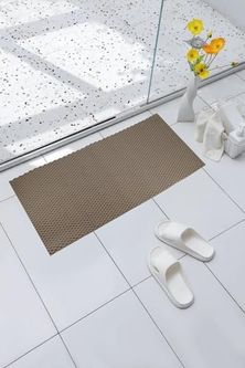 1Birhome 57855210126054980184975 Premium Serisi Banyo - Küvet İçi Kaydırmaz Vantuzlu Hasır Desenli Diktördgen Paspas 68,5 X 35,5 Cm, Krem Açık Gri
