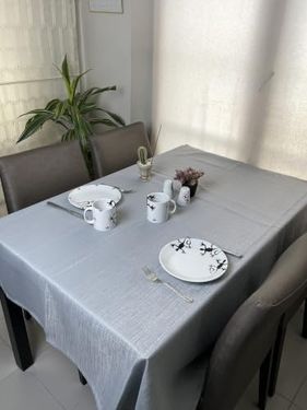 1Birhome 57855210126056580184975 Vi Ihlamur Keten Görünümlü, Su Geçirimsiz, Kayma Yapmayan Premium Masa Örtüsü 145 Cm X 260 Cm, Gri Acı Kahverengi 01 X 01
