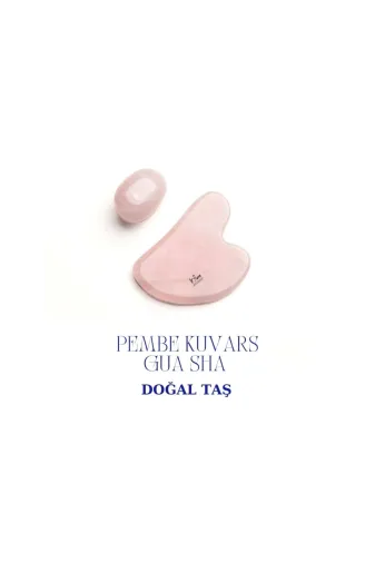 1senartbeauty Pembe Kuvars Gua Sha Yüz ve el taşı Sertifikalı Pembe Kuvars Gua Sha