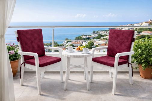 2 Adet Premium Şönil Arkalıklı Sandalye Minderi, Extra Kalın (Kalınlık 4,5cm)-Bordo Düz