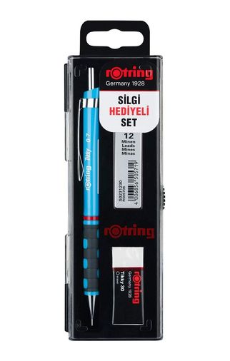 222 Concept 57855210120682980184975 Mekanik Kurşun Kalem, Uç Ve Silgi Seti, 0,7 Mm Kalem, 2B Uç, Orta Boy Silgi, Açık Mavi, 3&apos Lü Set -