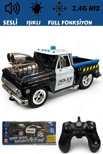 2I7ScKxAl6 Roadracer Uzaktan Kumandalı Şarjlı Sesli Işıklı Full Fonksiyon Drift Atabilen Polis Arabası Bagajı Açık